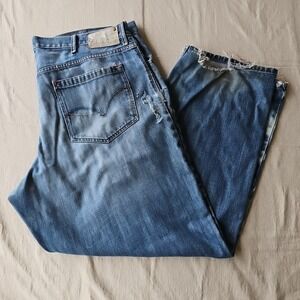 Levi's Silvertab Baggy Destroyed Jeans Blue Mens 42x32 Y2K‎ Wide Leg Hip Hop VTG